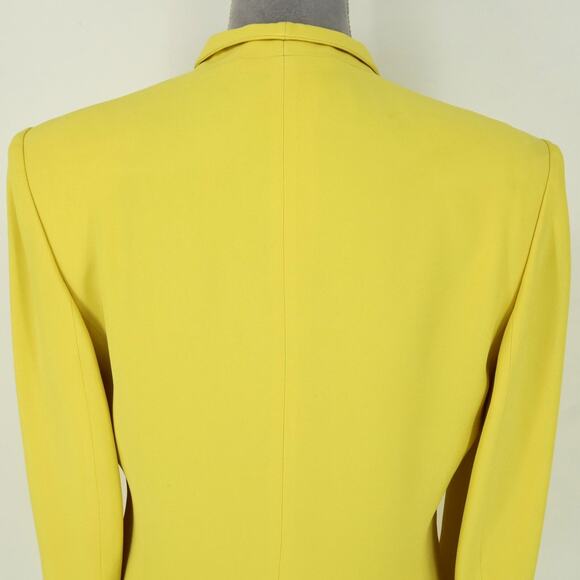 Louis Feraud Jacket Womens 8 Yellow Twill Lined Embroidery Detail Blazer Vintage - Picture 9 of 16